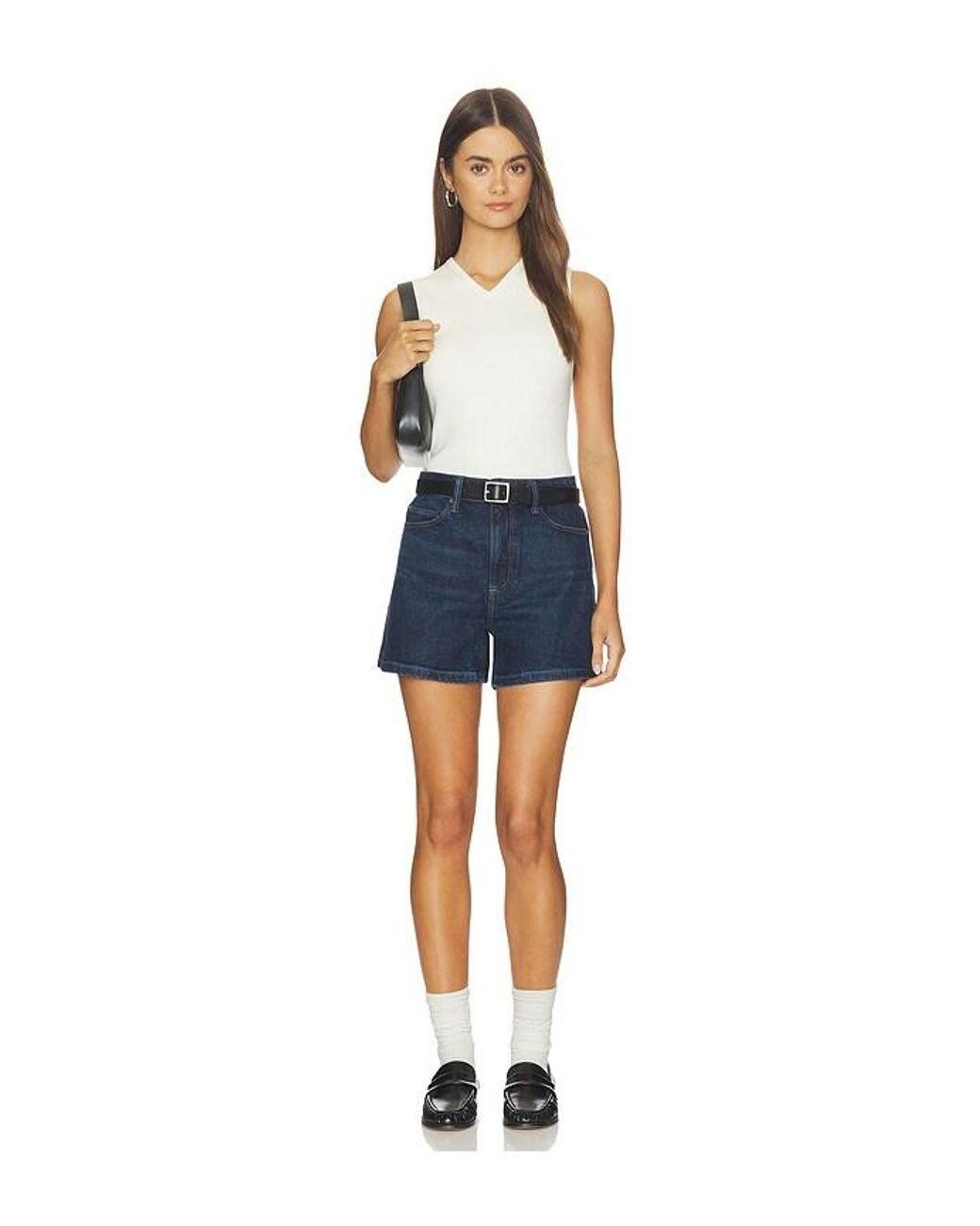 PAIGE Blue Dani Short Finished Hem Seamed Belt Loops Short