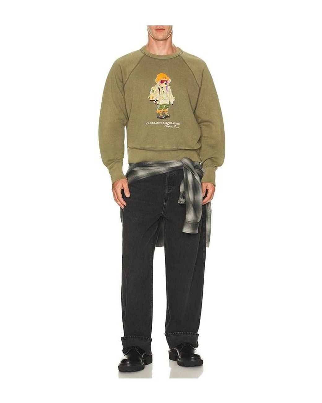Polo Ralph Lauren Green Seasonal Fleece Rocks Bear Crewneck Sweatshirt for men