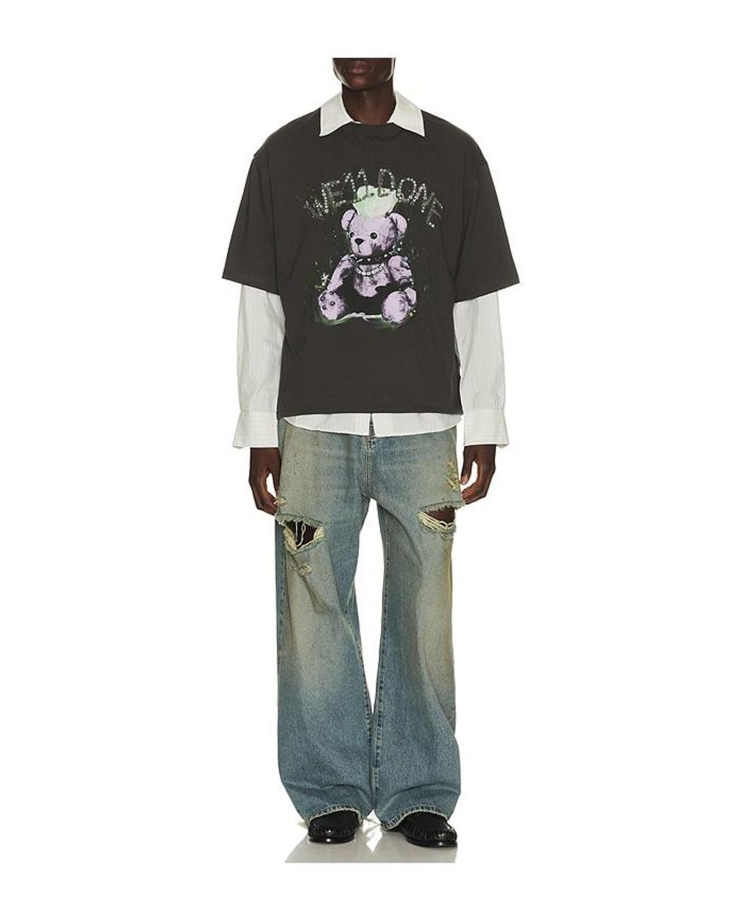 we11done Black Punk Teddy T-Shirt for men