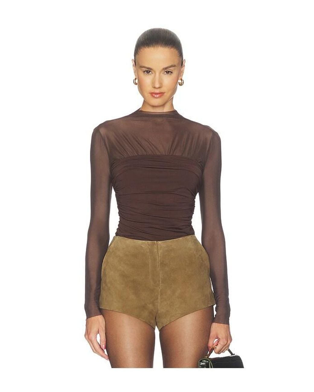 SER.O.YA Brown Leigh Mesh Top