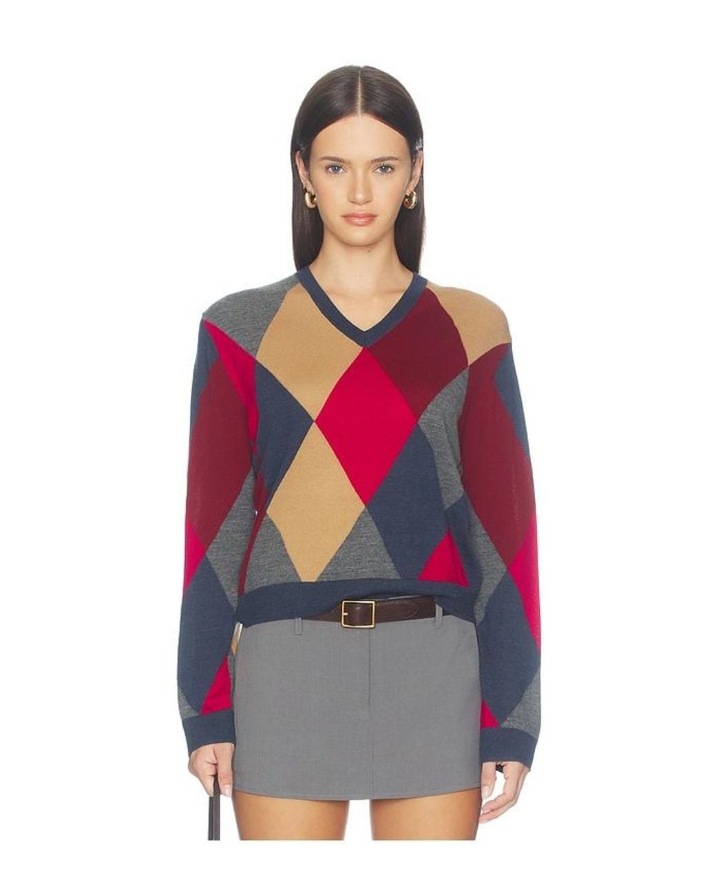 Leset Multicolor James Argyle Classic V Neck Pullover