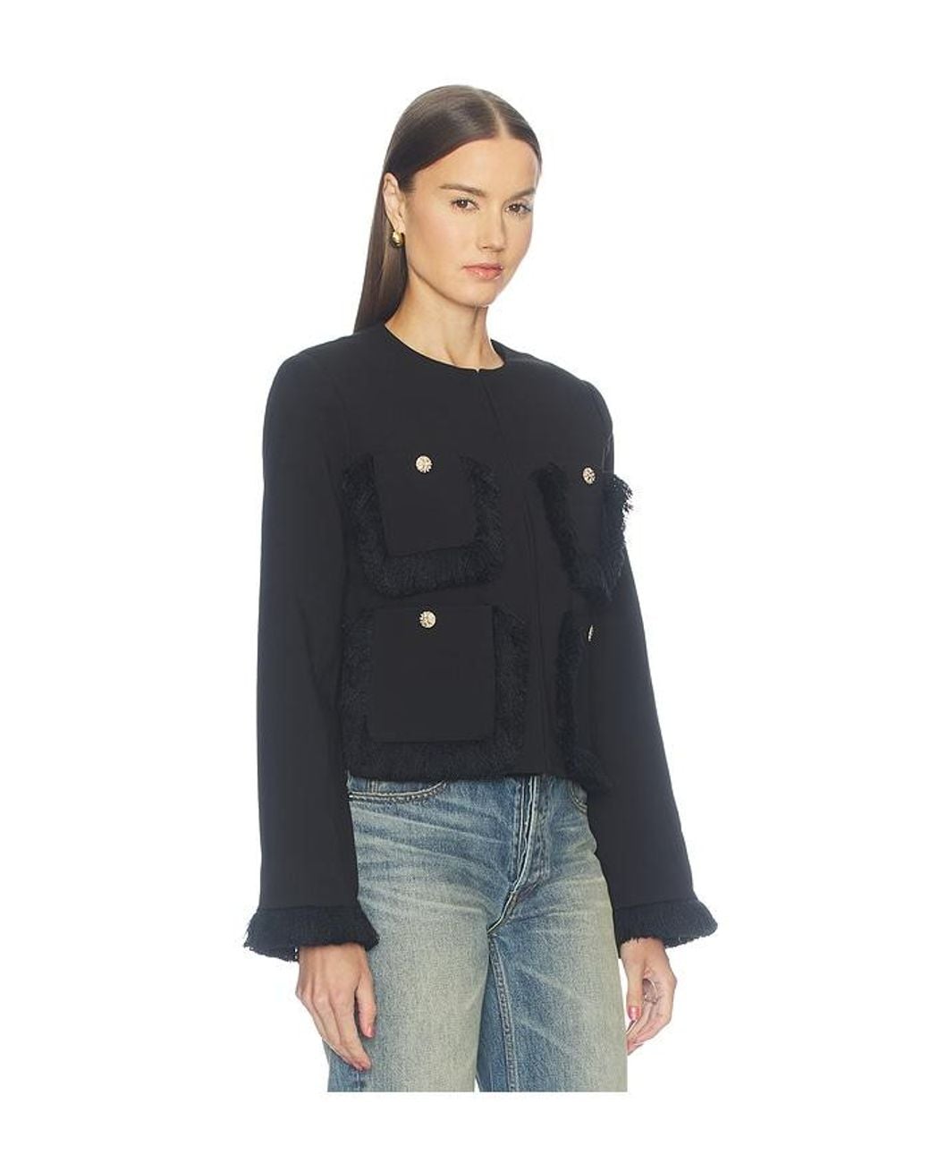 Essentiel Antwerp Blue Kinetic Fringed Jacket