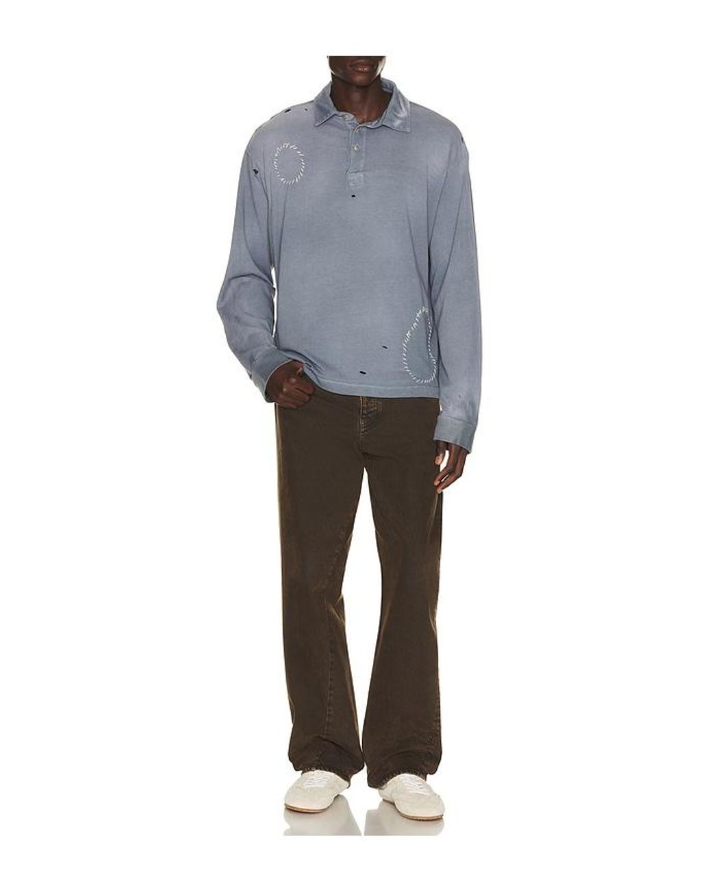 Strike Oil Gray Thrashed Rugby Polo for men