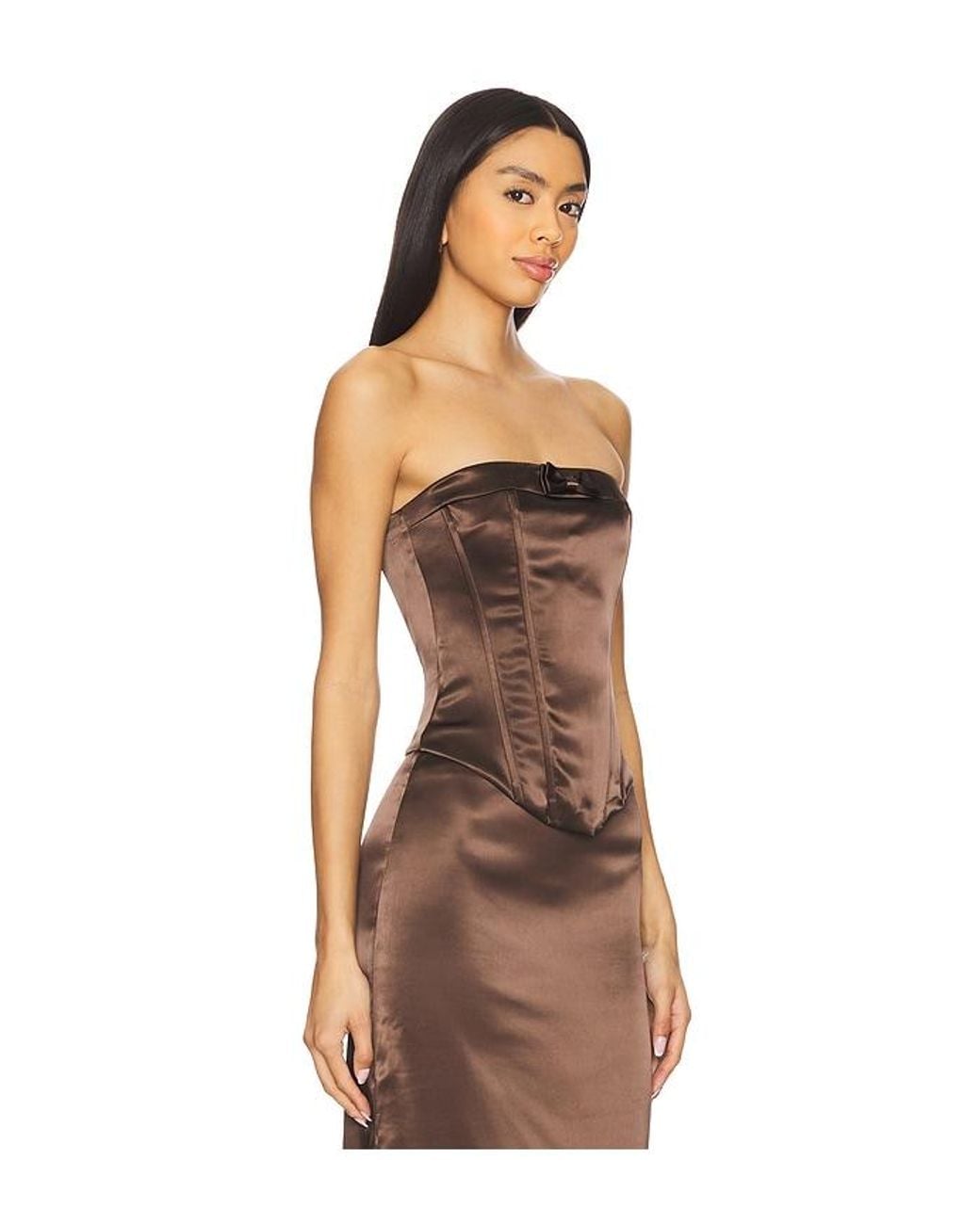 MORE TO COME Brown Elenor Strapless Top