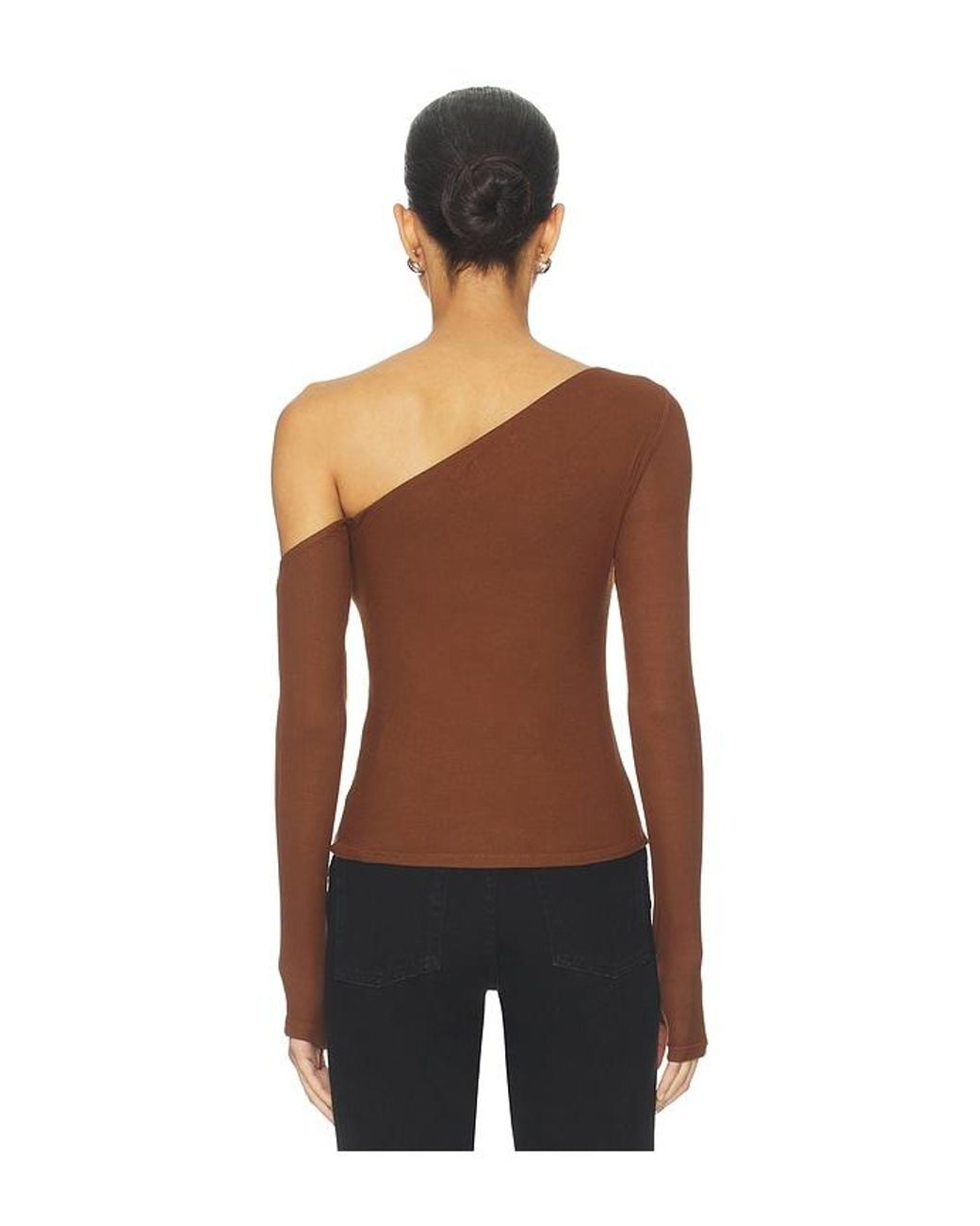 Michael Lauren Black Magdaleno Asymmetrical Cold Shoulder Top