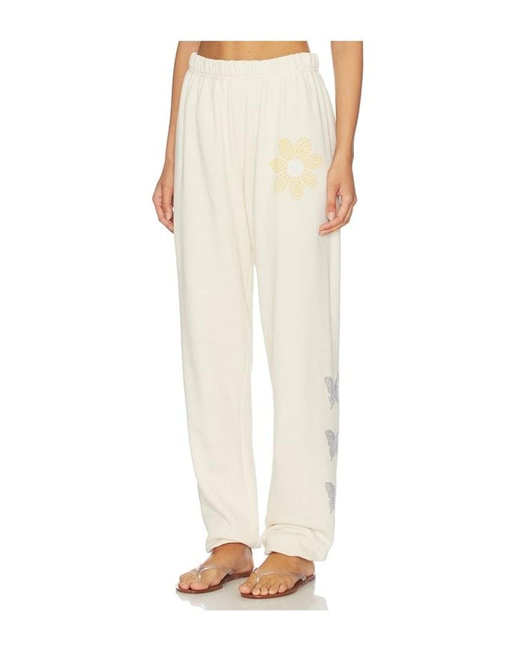 Lauren Moshi White Butterfly Daisy Sweatpant