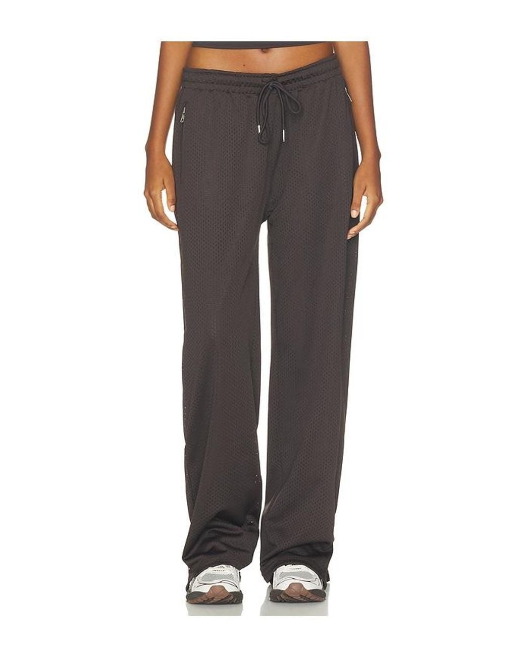 ADANOLA Black Mesh Overlay Track Pants