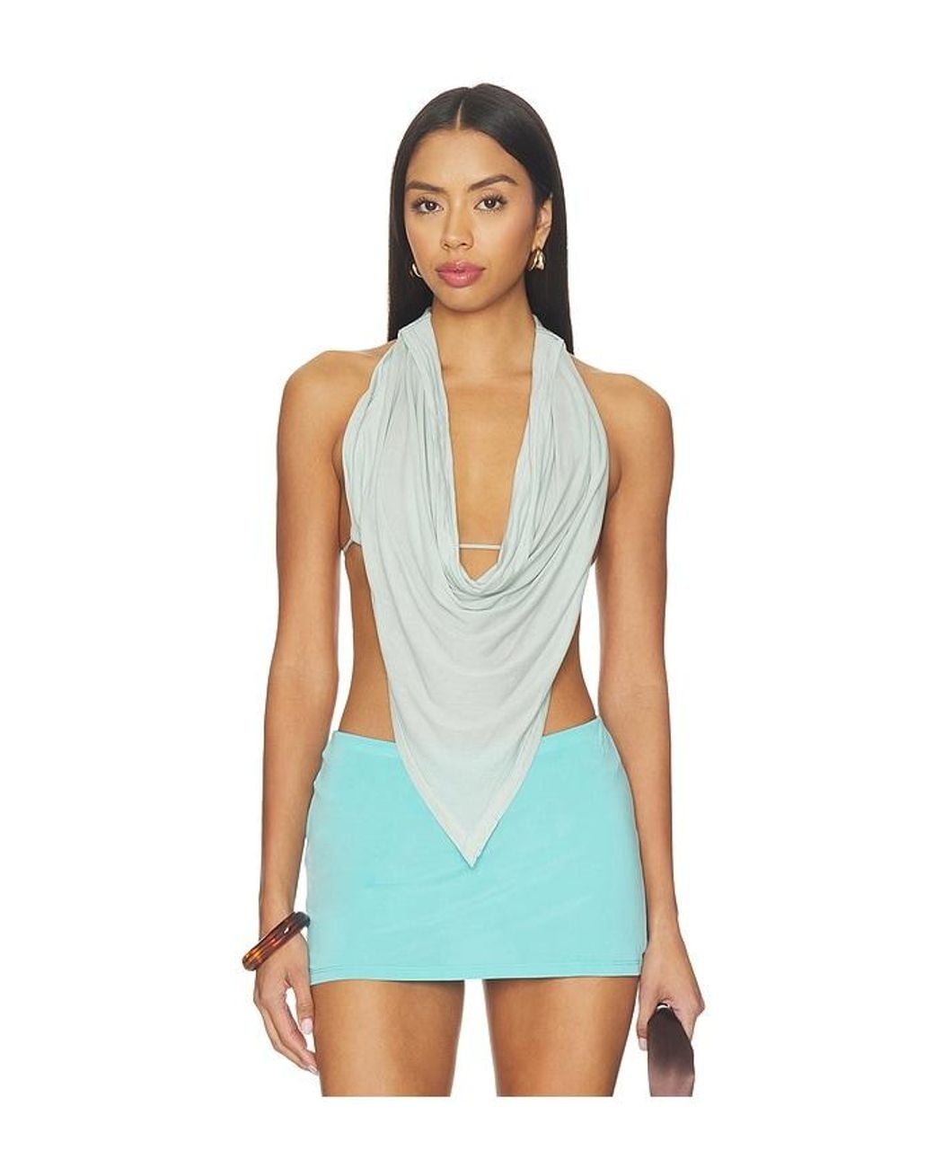 Peachy Den Blue Blanche Halter Top