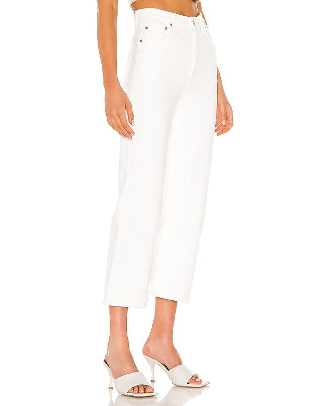 Levi's White Ribcage Straight Ankle Jeans
