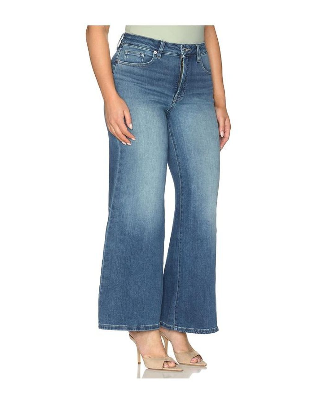 GOOD AMERICAN Blue Soft Tech High Palazzo Ankle Jeans