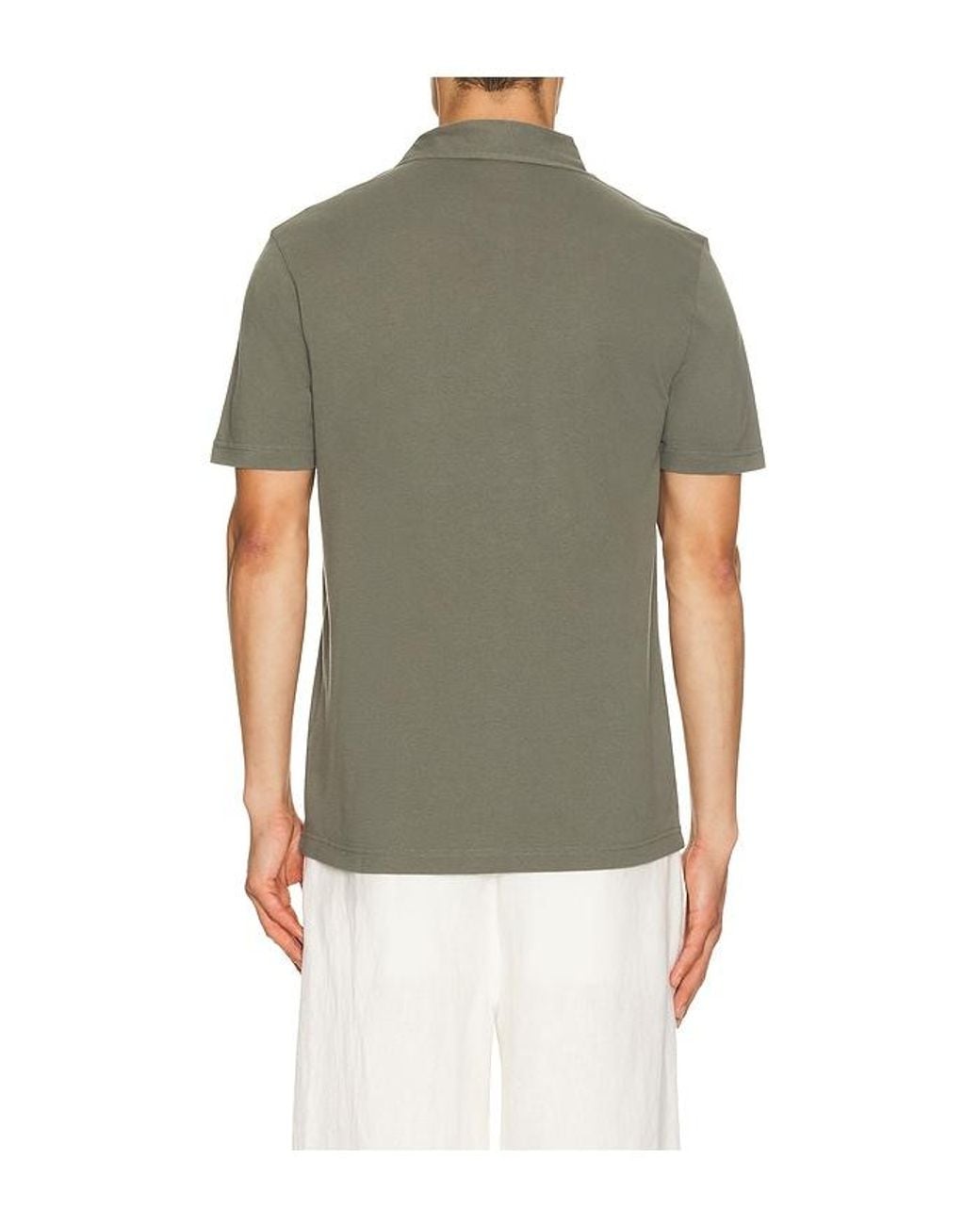 Frescobol Carioca Green Luca Cotton Piquet Polo Button Up Short Sleeve for men