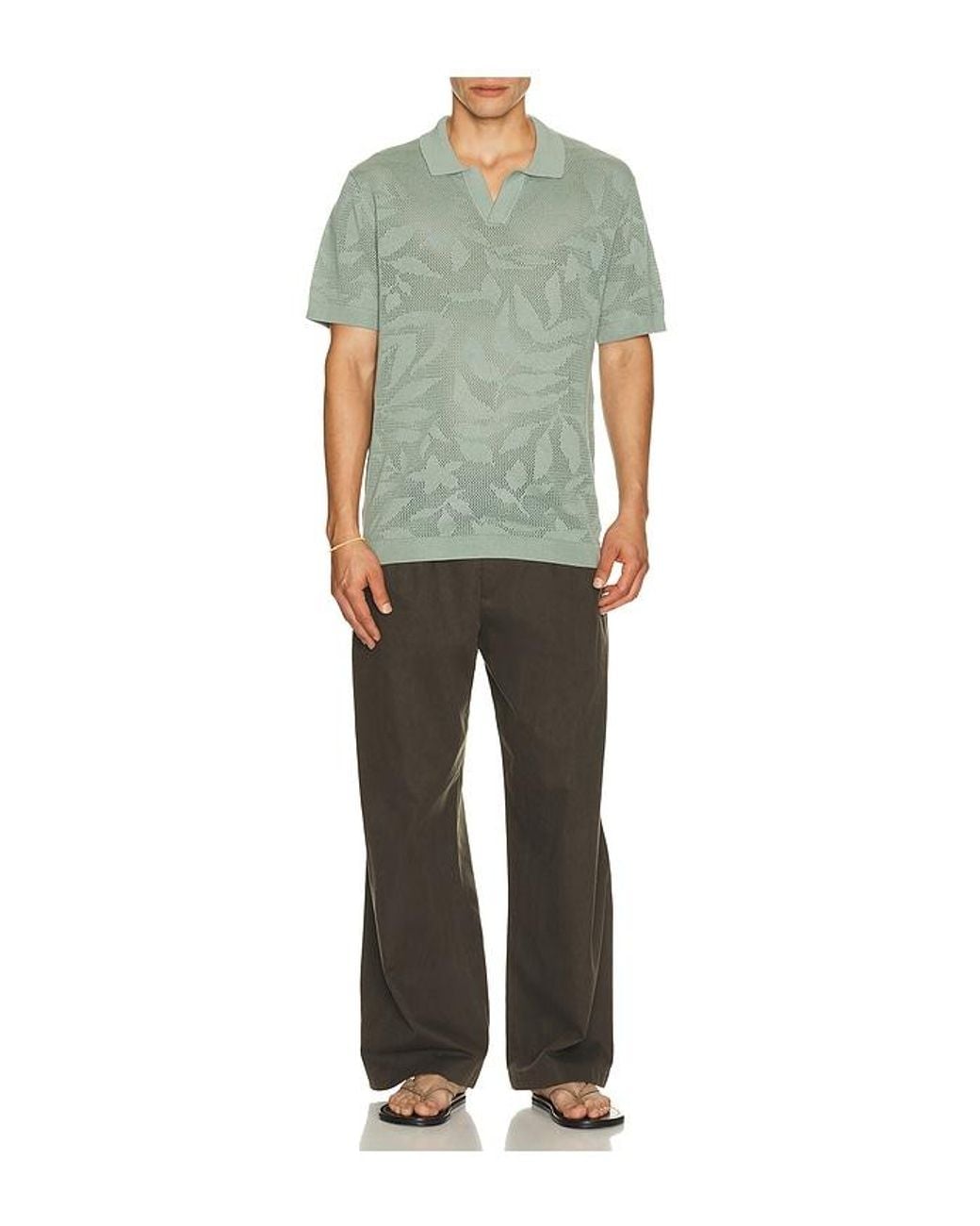 Vintage Summer Green Sweater Knit Polo for men