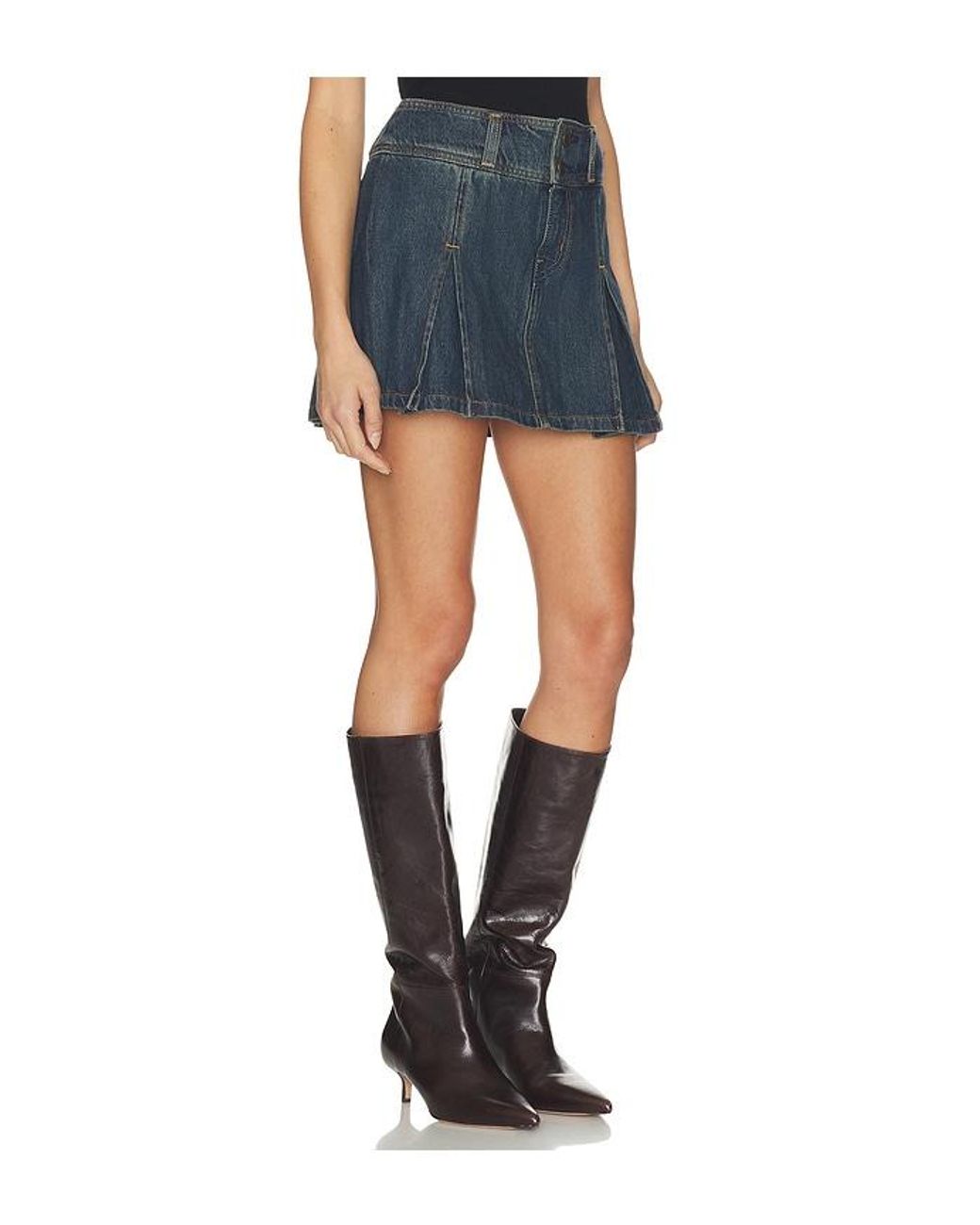 Levi's Blue Inverted Pleat Mini Skirt