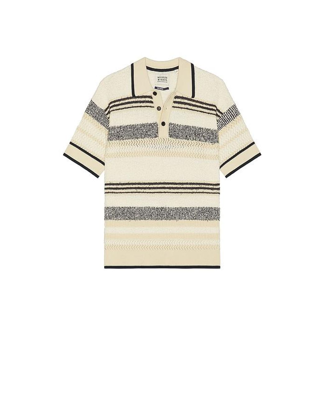 Scotch & Soda Natural Structured Dropped Shoulder Knitted Polo for men