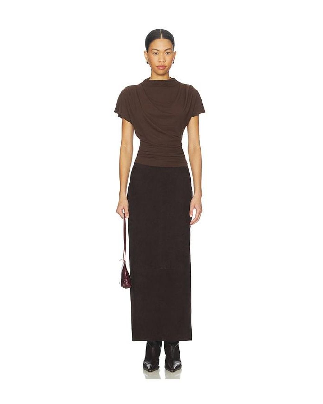 Line & Dot Brown Lior Draped Top