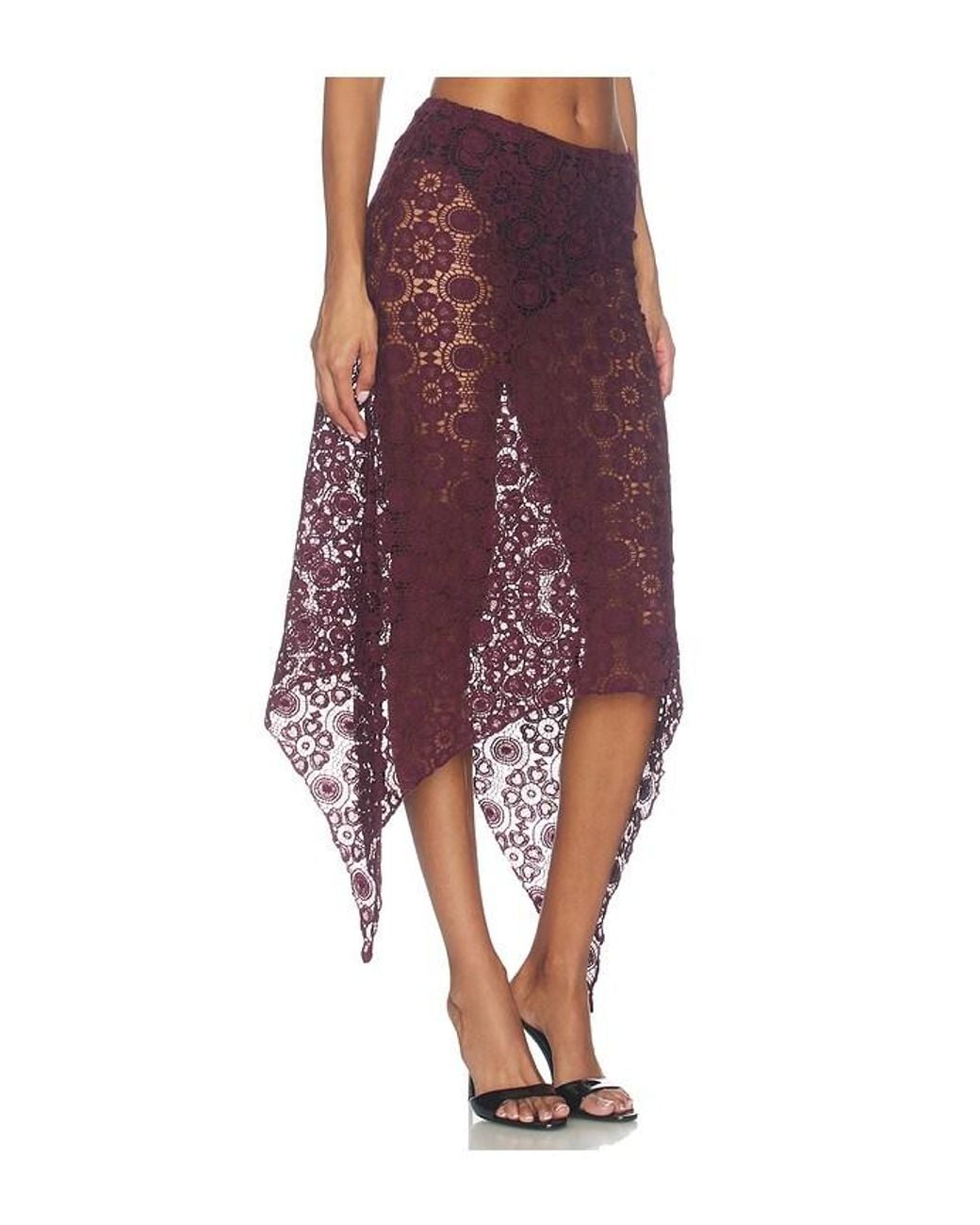 Lioness Purple Trophy Lace Midi Skirt