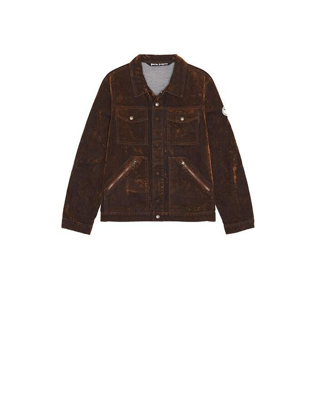 Palm Angels Brown Palm Tree Flock Denim Jacket for men