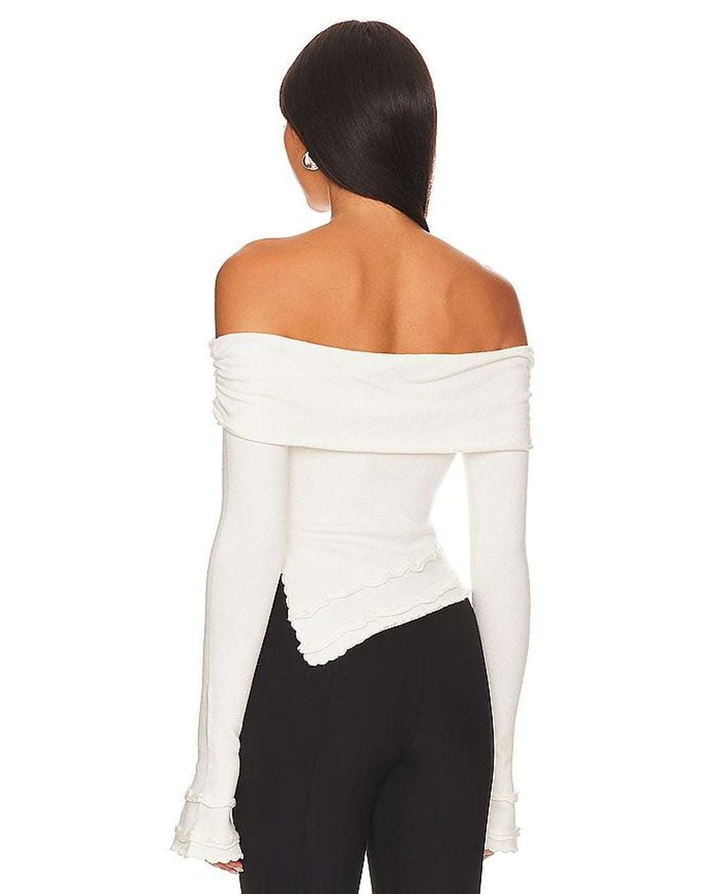 GUIZIO White Soler Fold Over Knit Top