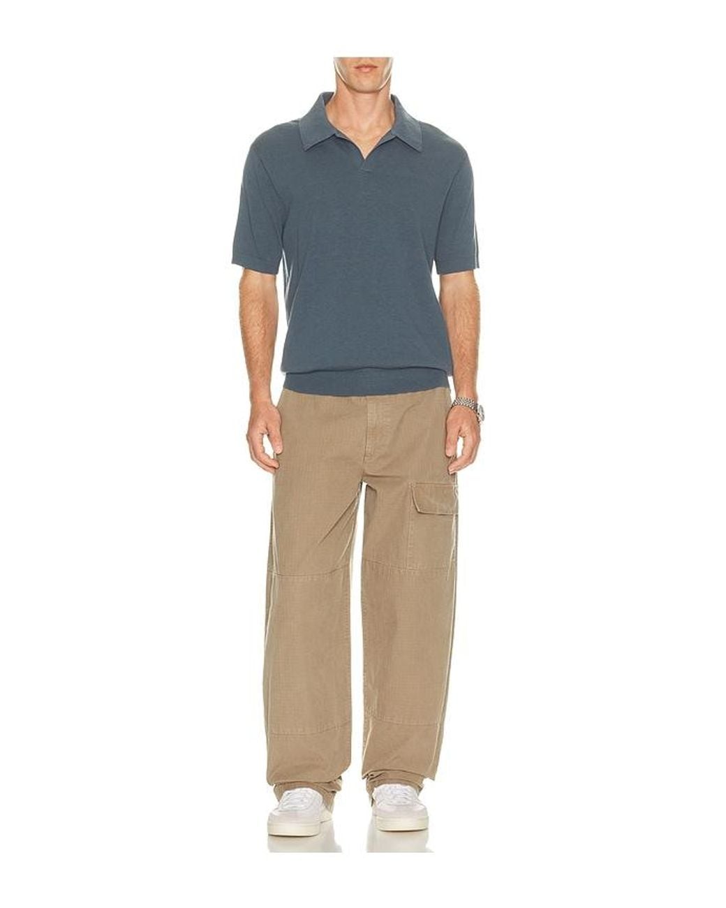 Madewell Blue Johnny Collar Knitted Polo for men