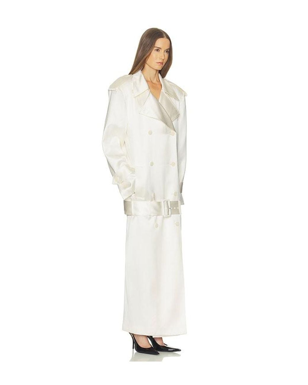 Helsa White Trench Coat With Low Belt