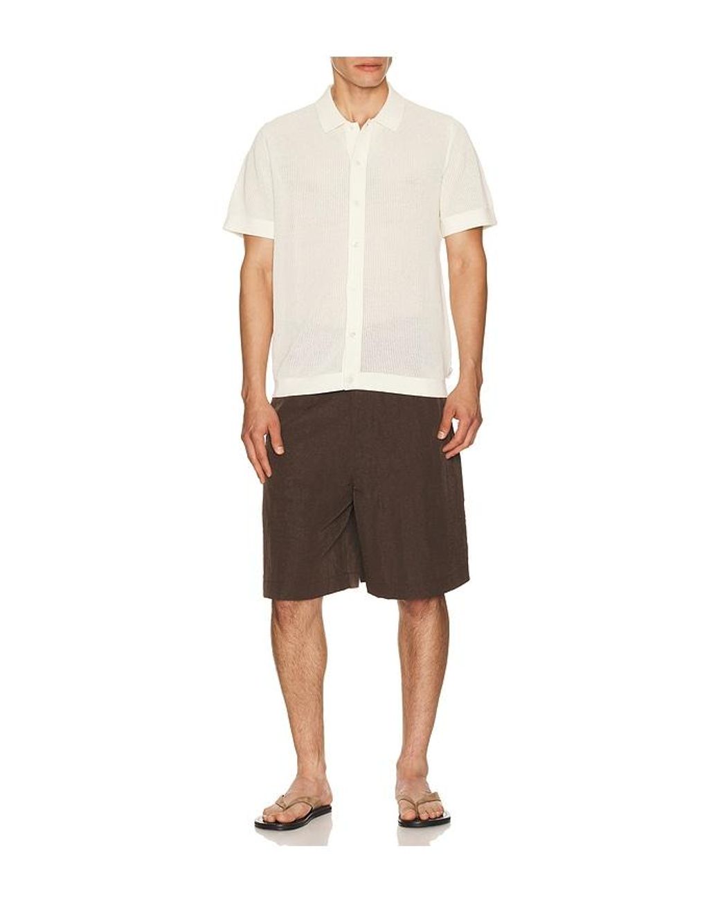 Onia White Crochet Knit Button Up Shirt for men