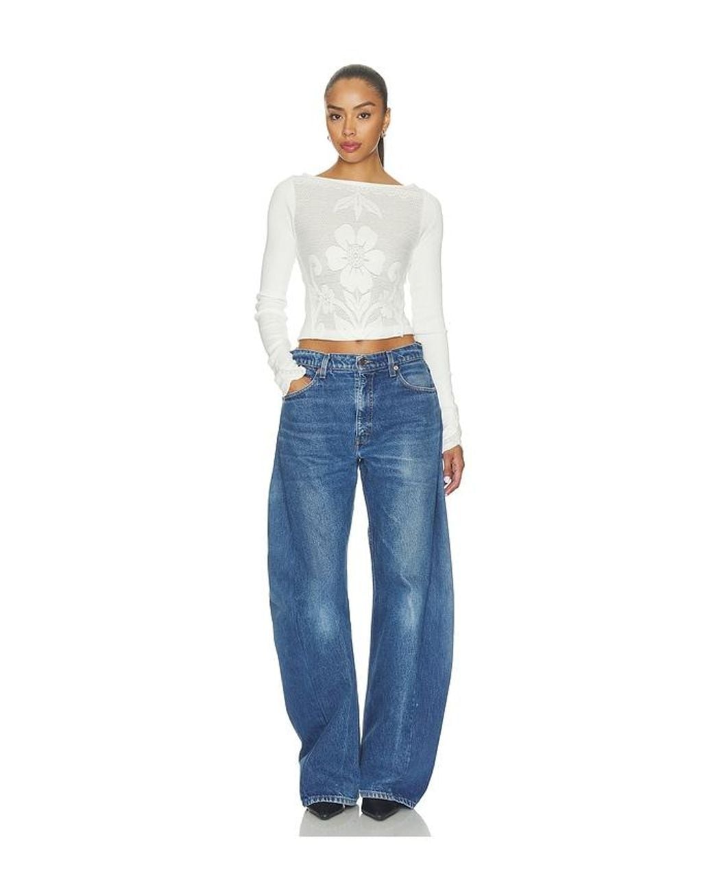 Free People White Delilah Long Sleeve Top