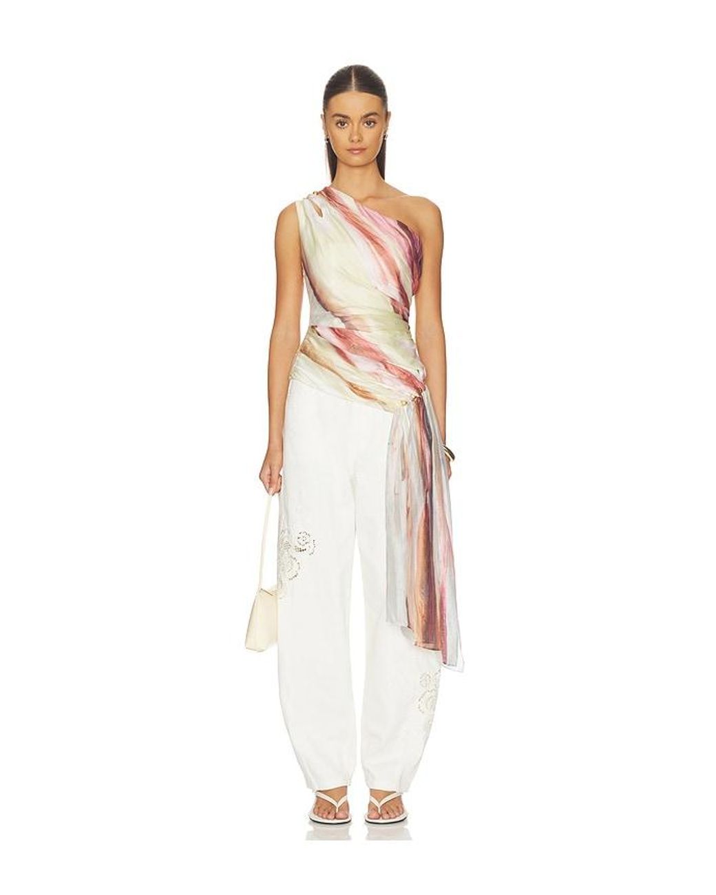 Aje. White Capture One Shoulder Top