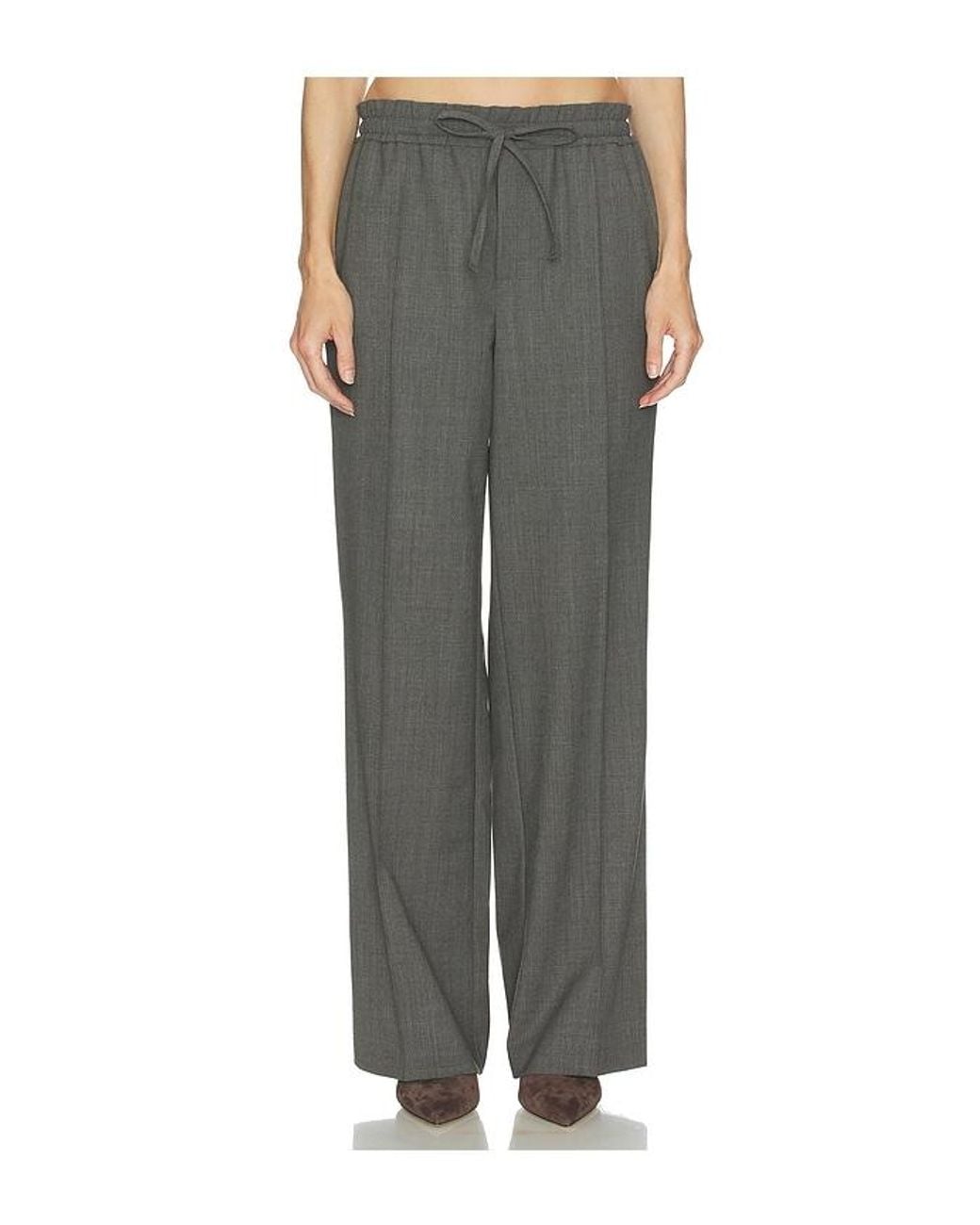 Helsa Gray Wool Blend Drawcord Trousers