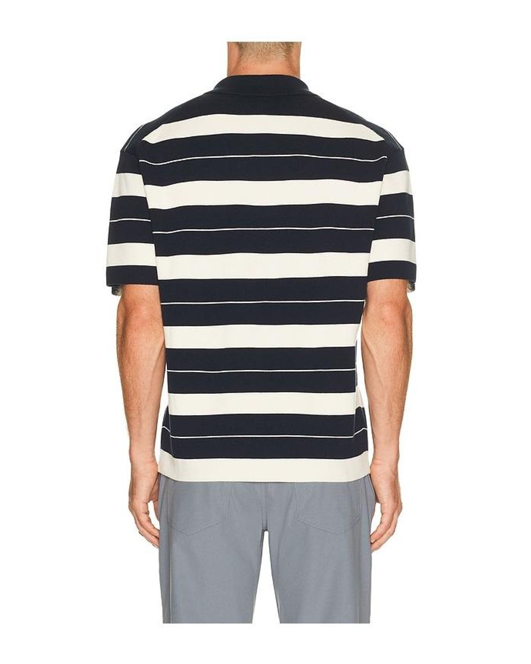 lululemon athletica Blue Knit Stripe Short Sleeve Polo Shirt for men