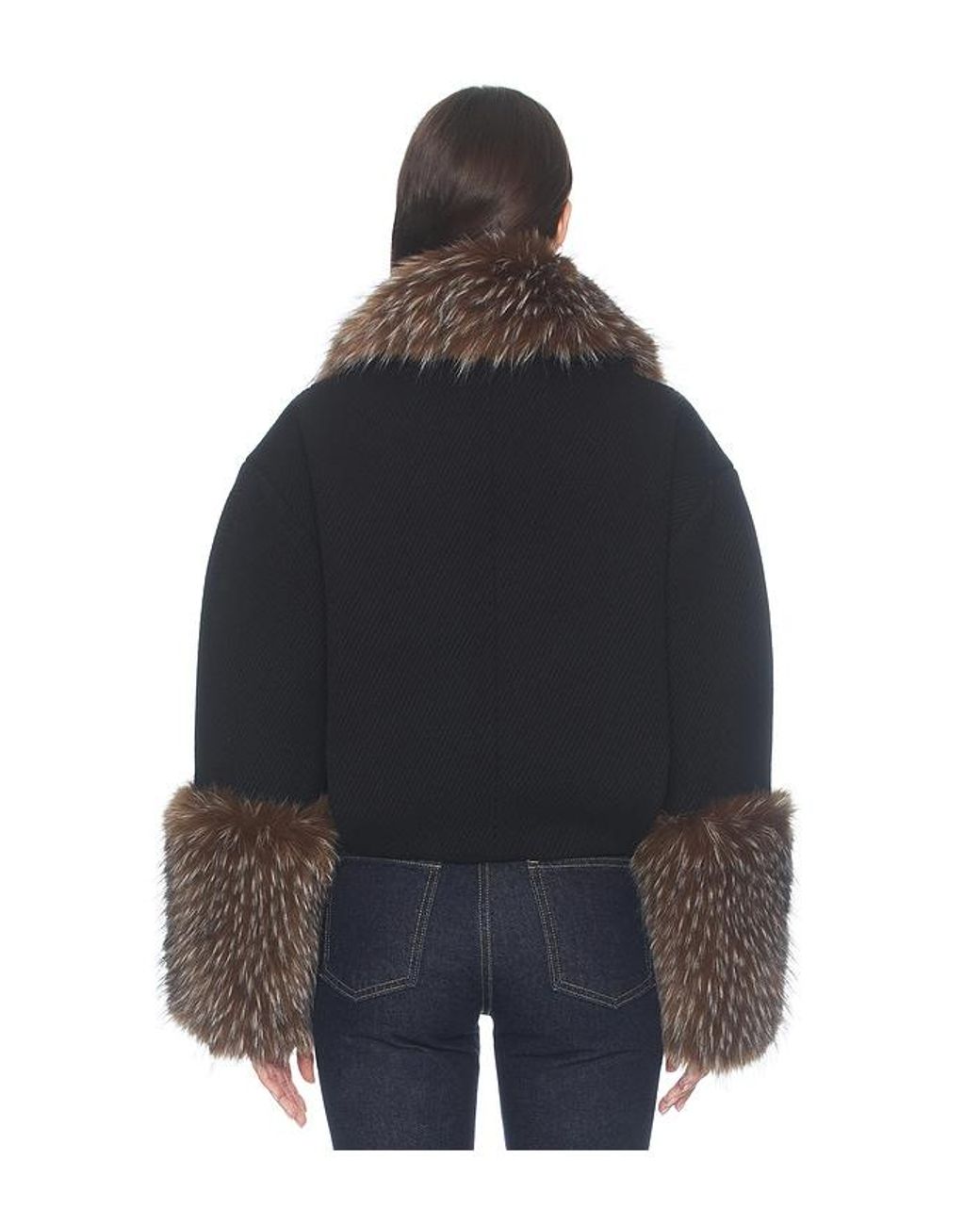 Zimmermann Black Valiant Faux Fur Collar Jacket