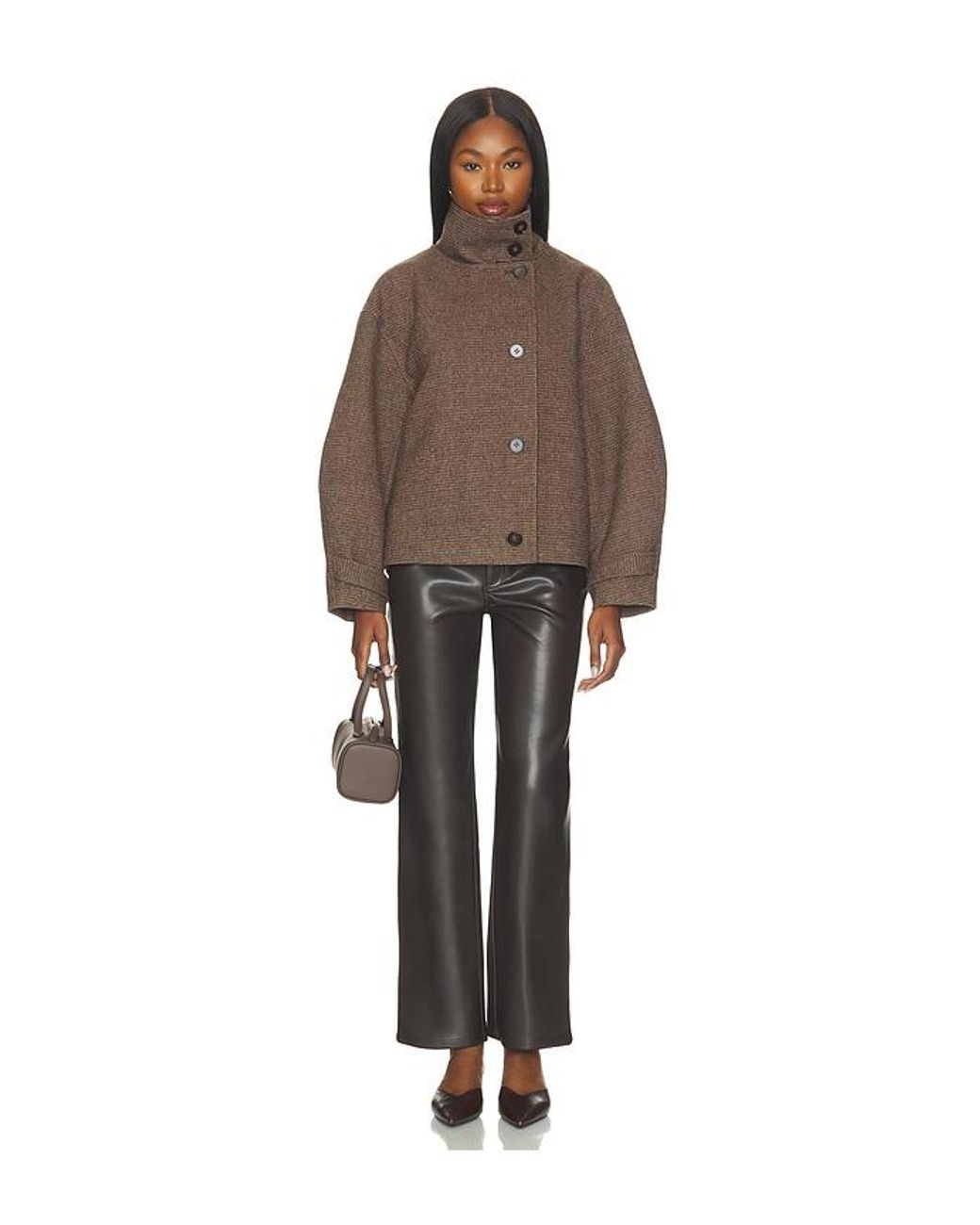 Elodie the Label Brown Walker High Neck Short Coat