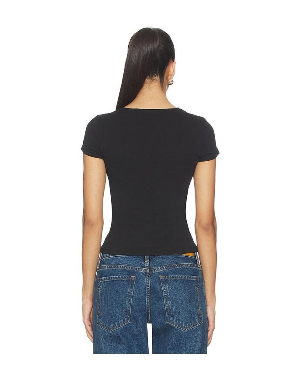 GRLFRND Black Keyhole Twist Short Sleeve Tee