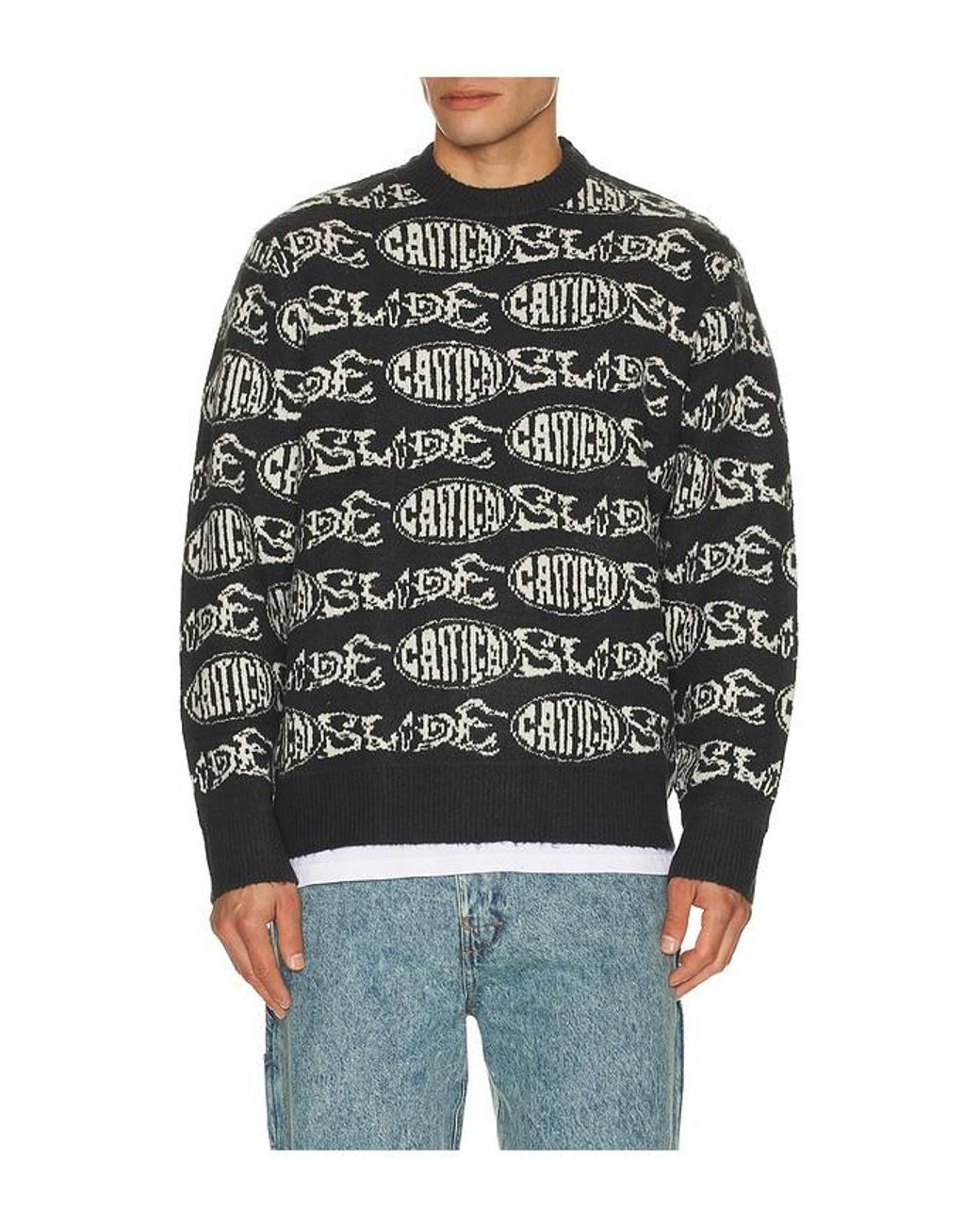 Critical Slide Black Madness Crew Knit Sweater for men