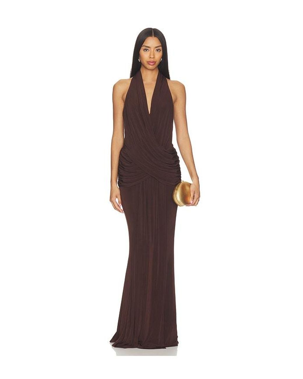 Elliatt Brown Simone Cowl Neck Gown