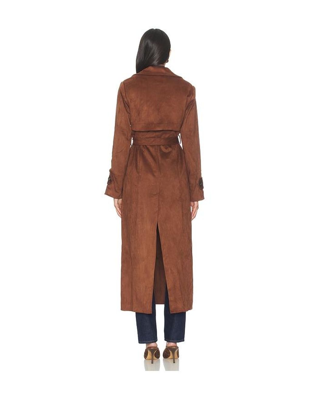 SNDY'S Brown Sutton Faux Suede Trench Coat