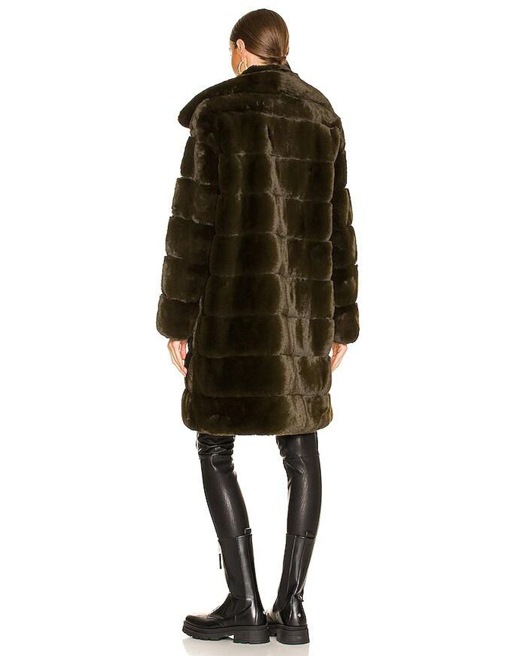 Adrienne Landau Black Faux Fur Long Coat