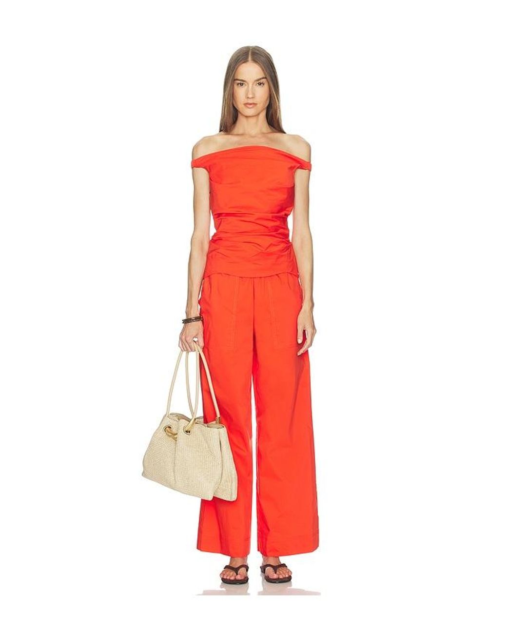 Jonathan Simkhai Red Arden Pull On Pant