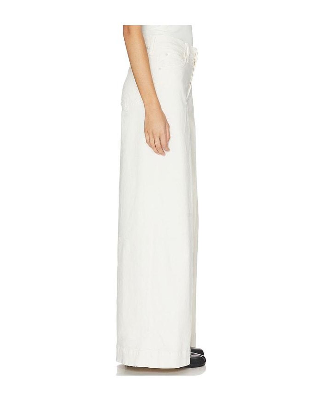 Mother White The Mid Rise Headliner Sneak Jeans