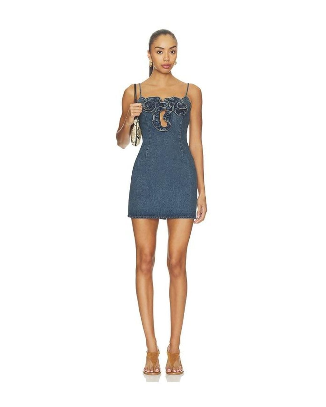 Magda Butrym Blue Floral Embellished Mini Dress