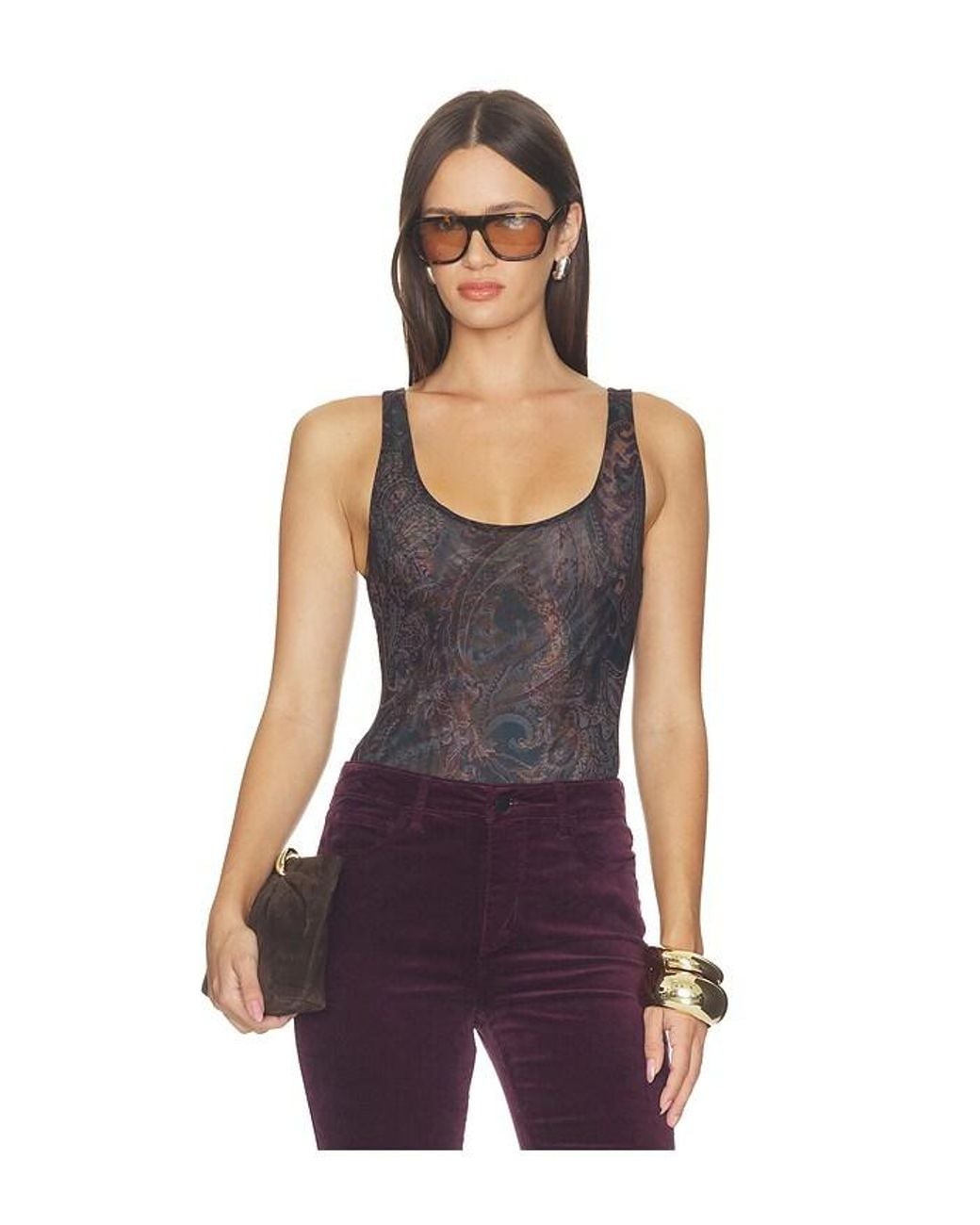 L'Agence Purple 'Agence Kalea Scoop Neck Tank Bodysuit