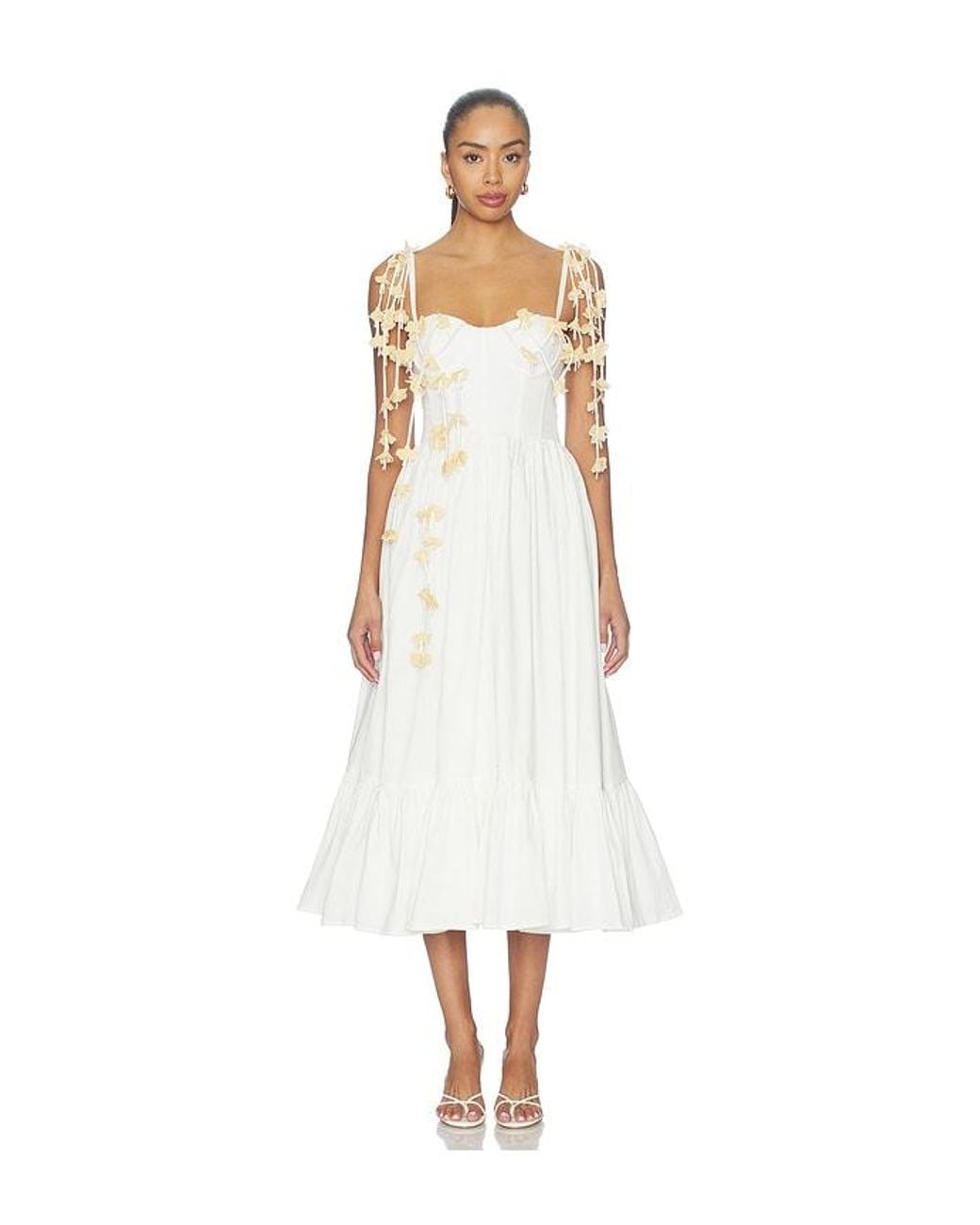 PATBO White Tricoline Lotus Midi Dress