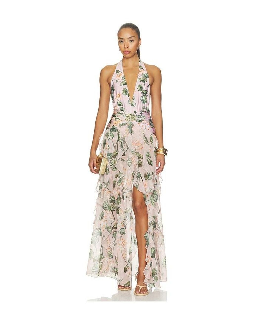 PATBO White Lotus Plunge Maxi Dress