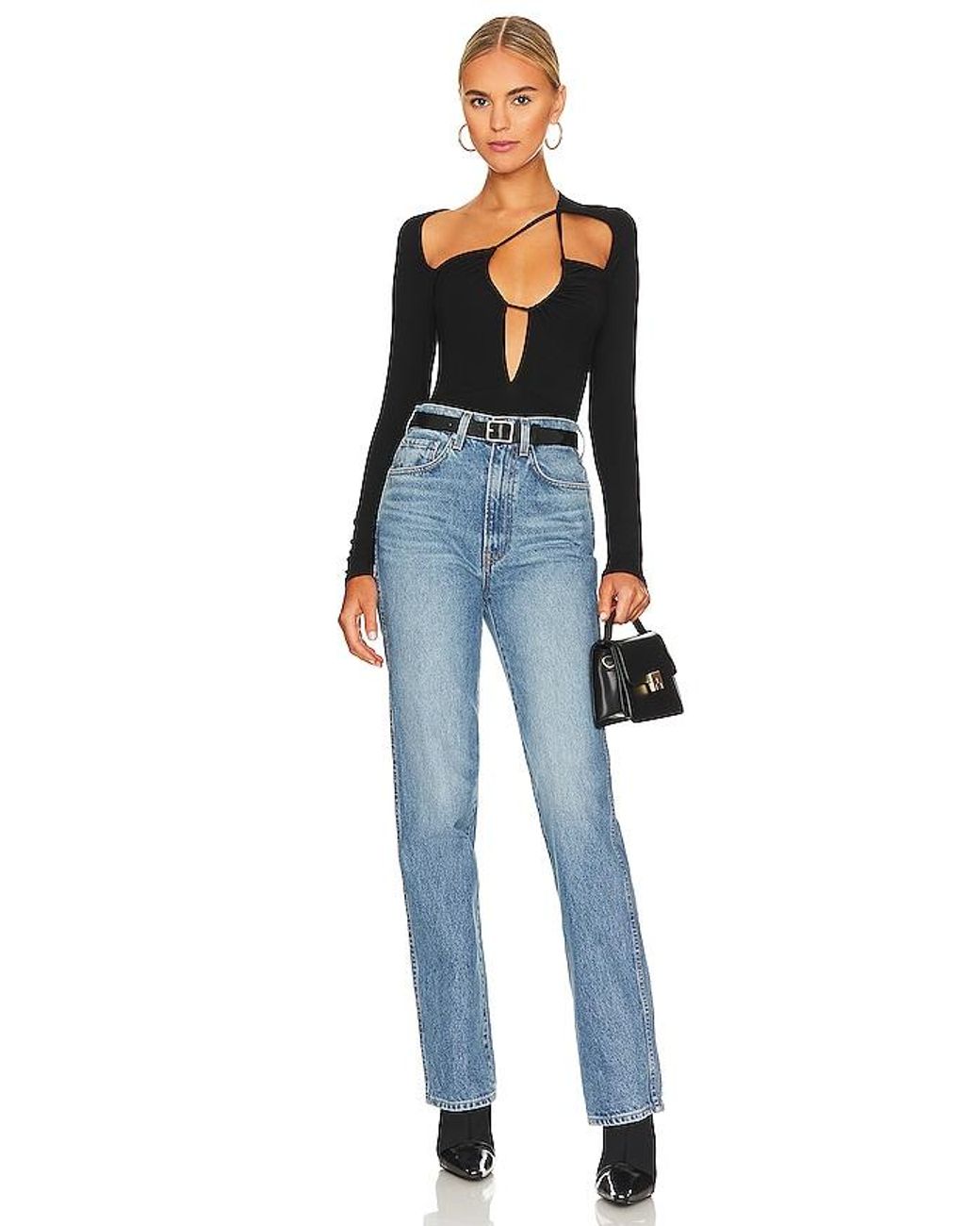 superdown Blue Aranza Ruched Bodysuit