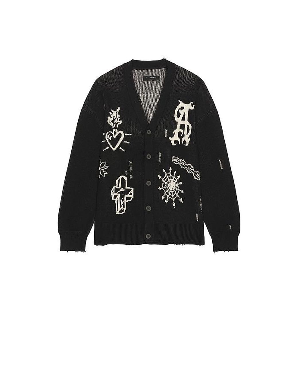 AllSaints Black Staged Cardigan for men