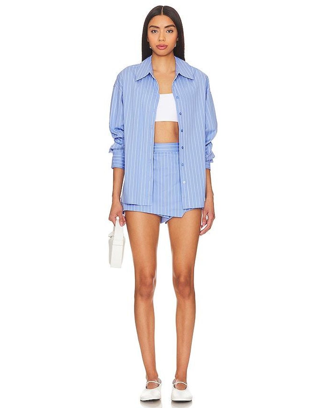 Line & Dot Blue Oxford Mini Skort