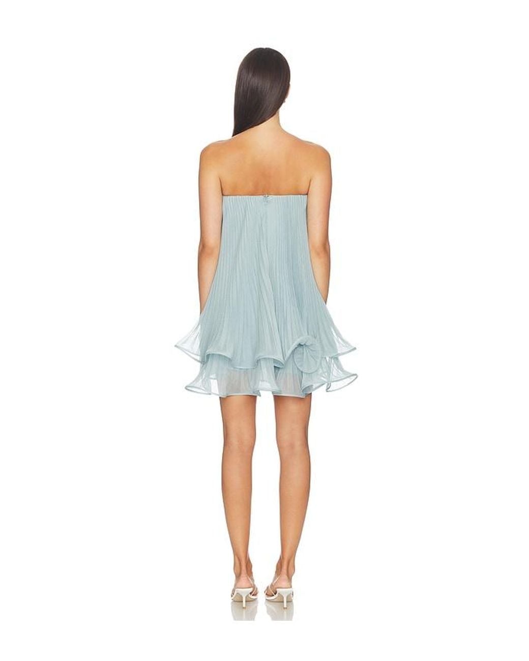 AMUR Blue Dalia Pleated Baby Doll Dress