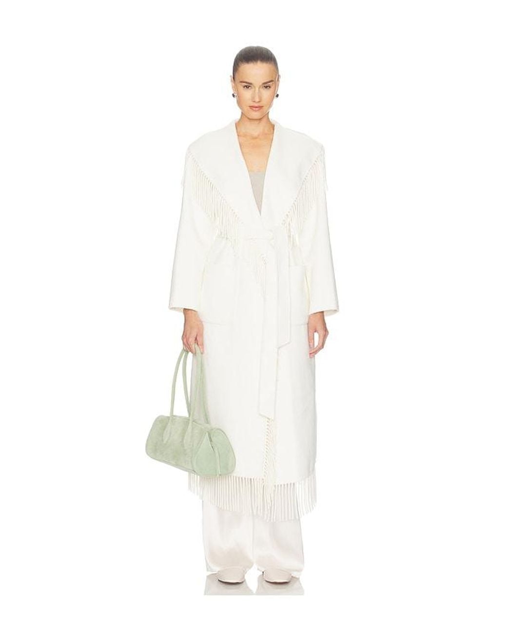 Jonathan Simkhai White Carrie Fringe Robe Coat