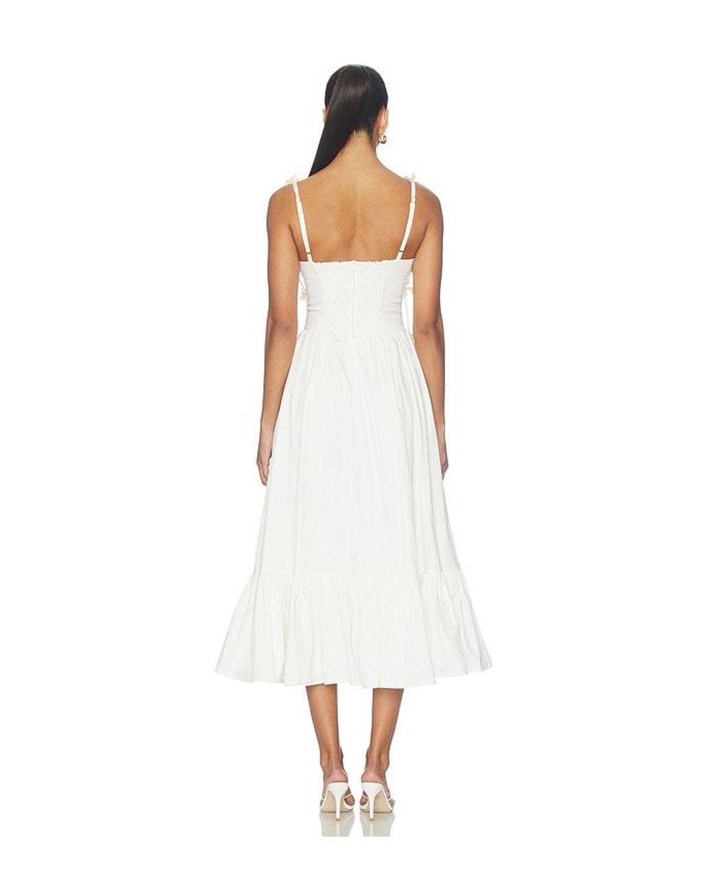 PATBO White Tricoline Lotus Midi Dress