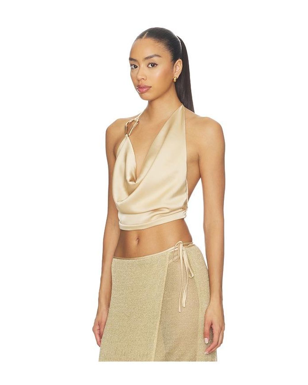 Tiger Mist Natural Cyrene Satin Cowl Top