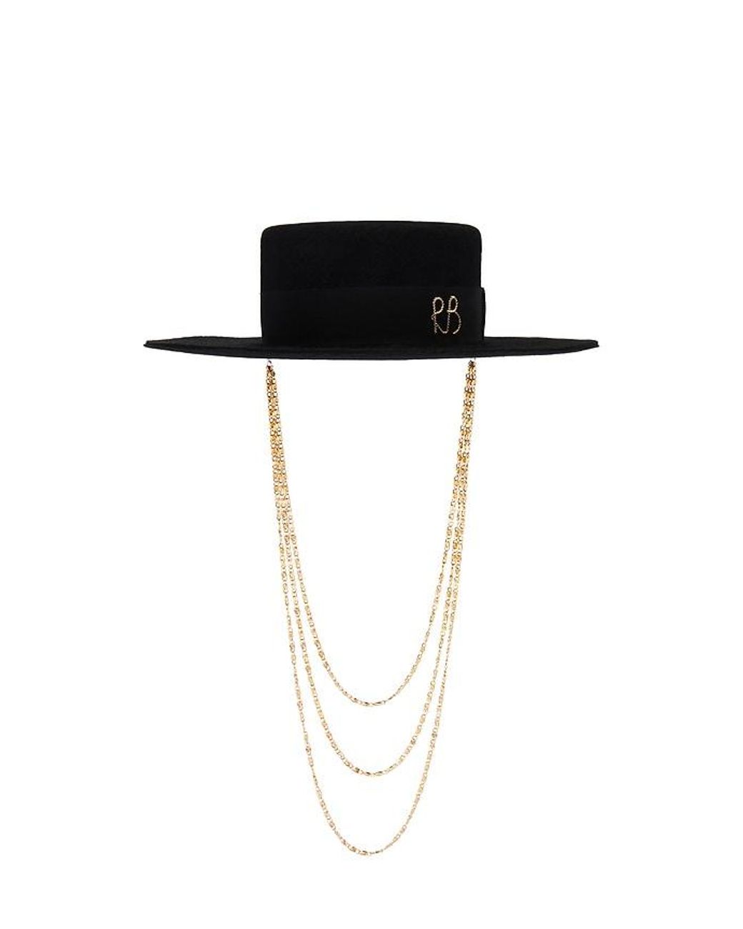Ruslan Baginskiy Monogram-Embellished Canotier Hat in Black  display picture 3